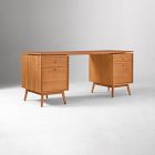 Mid-Century Modular Desk w/ 2 File Cabinets (70")