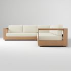 Telluride Outdoor 4-Piece L-Shaped Cushion Cover Sectional, Crosshatch Weave Alabaster