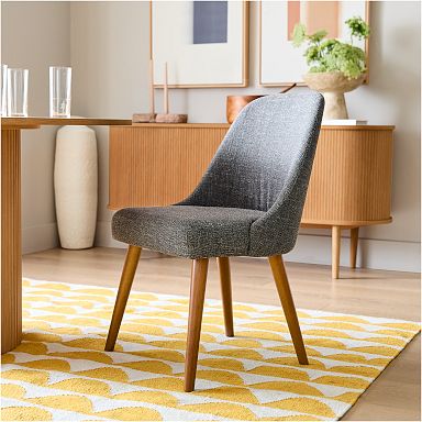 Mid-Century Upholstered Dining Chair - Wood Legs