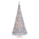 Pre-Lit Faux Pop-Up Silver Christmas Tree (7.5')