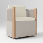 Porto Swivel Dining Chair Cushion Cover, Crosshatch Weave, Alabaster