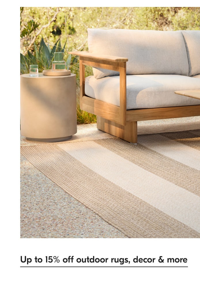 Up to 15% off outdoor rugs, decor & more