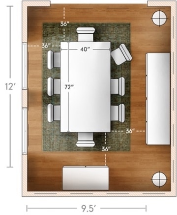 Space for 6 seater deals dining table