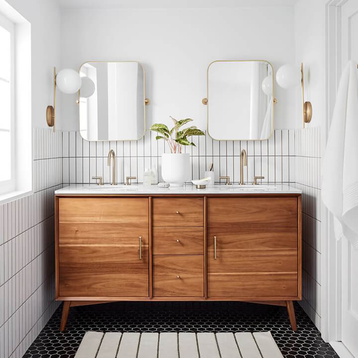 Mid-Century Double Bathroom Vanity