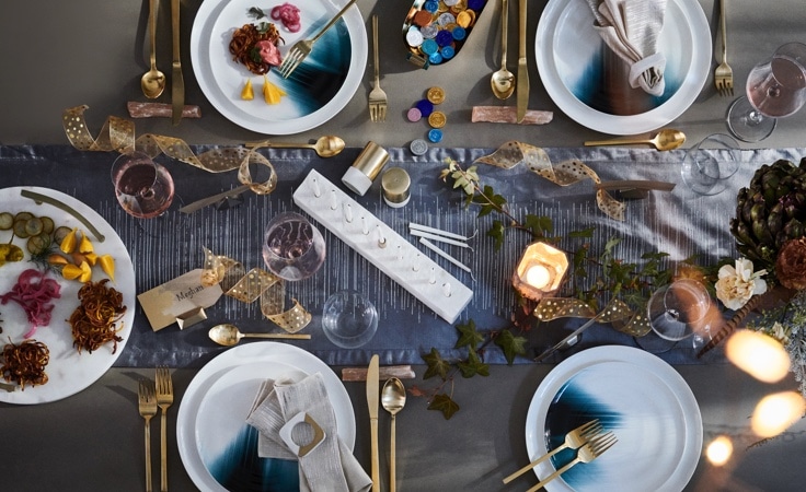 Rim Brushed Blue Dinnerware