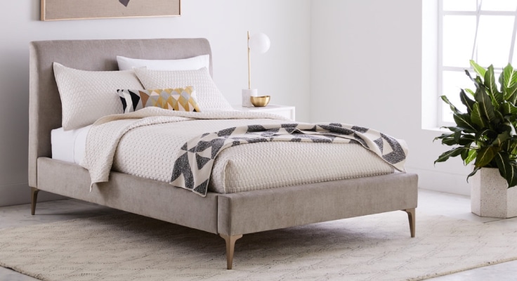 Bedroom Furniture Collections, Ansel Rolled Tufted Upholstered Queen Bed Frame