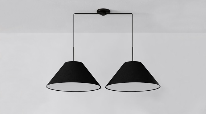 Two black hanging lights