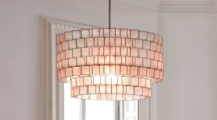 Capiz geometric glass chandelier