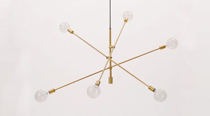 Gold mid-century mobile chandelier 