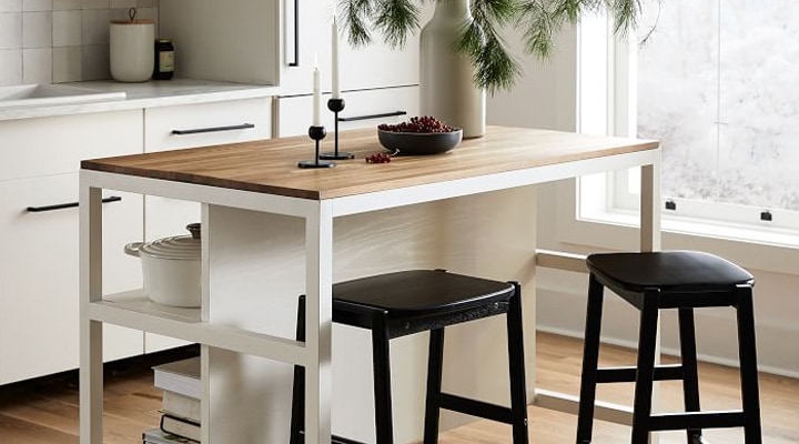 Kitchen island with butcher block countertop