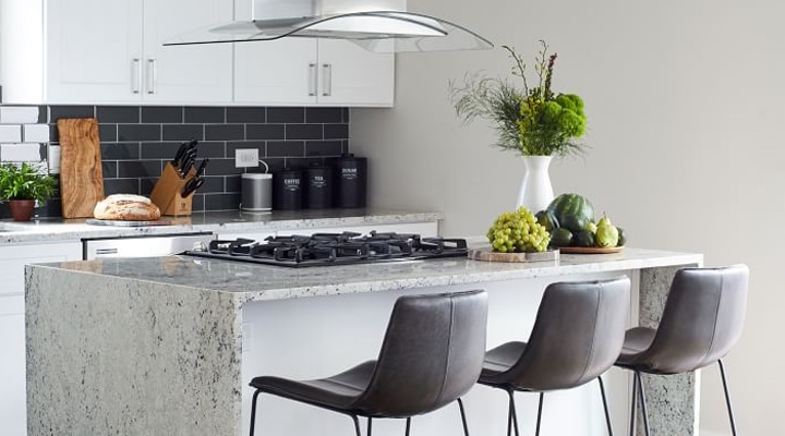 Kitchen island with granite countertops