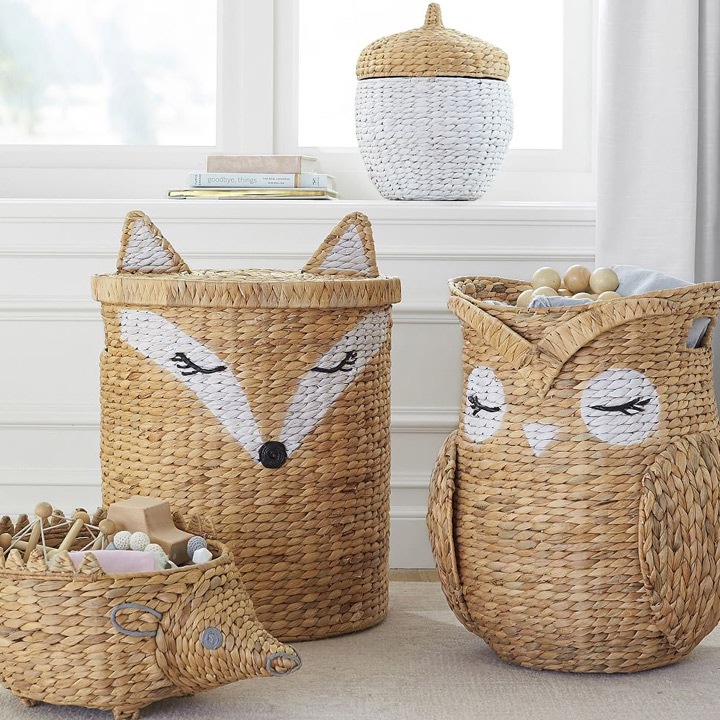 Owl and fox storage baskets.