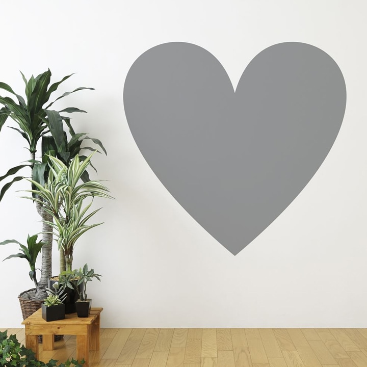 Large gray heart decal on wall.