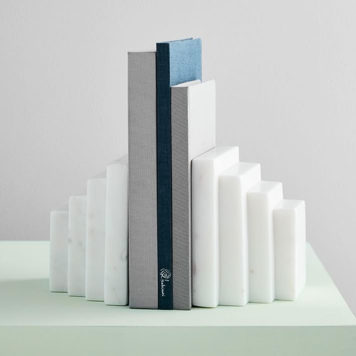 White Marble Bookends - Housewarming Gifts