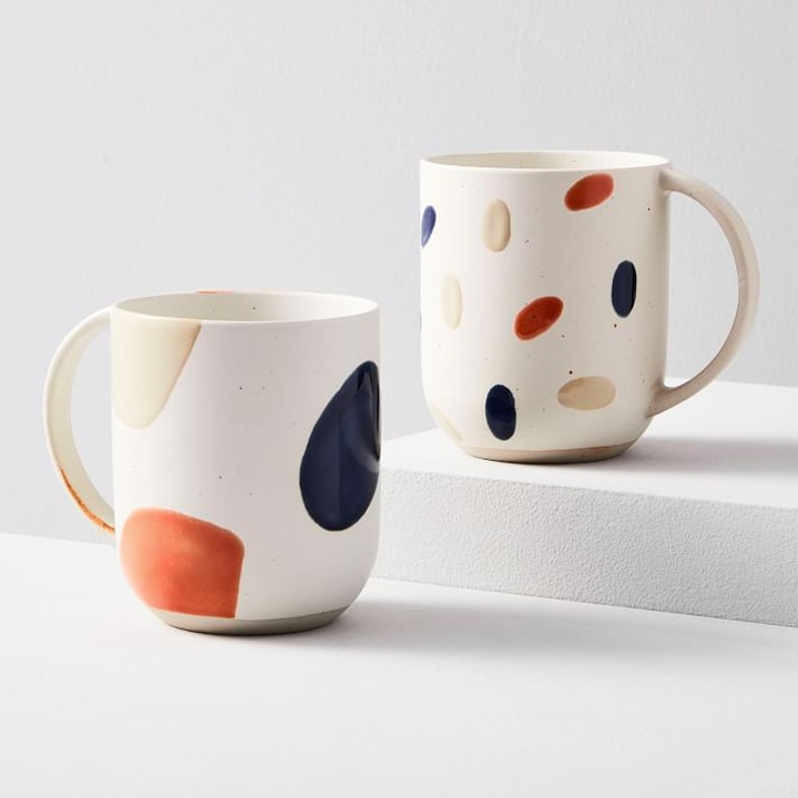 pair of playful print mugs