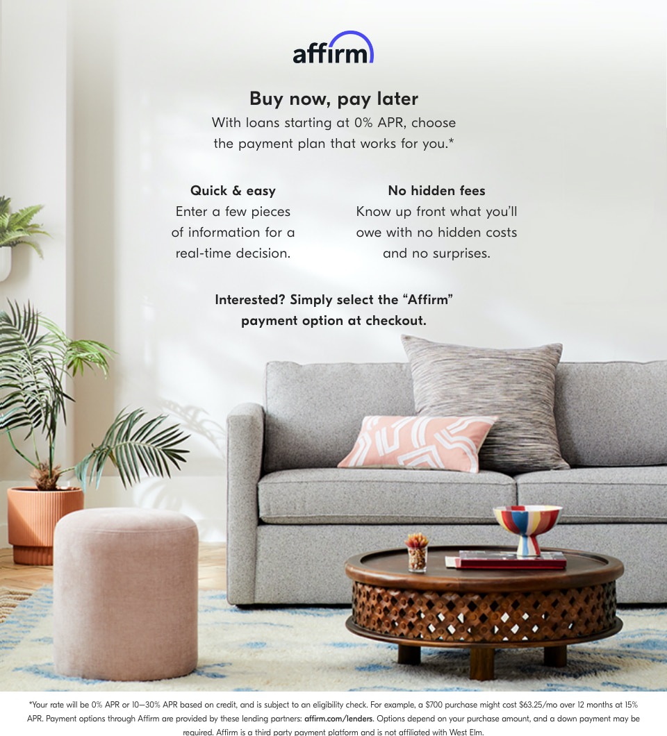 Furniture Financing Options Affirm Financing West Elm