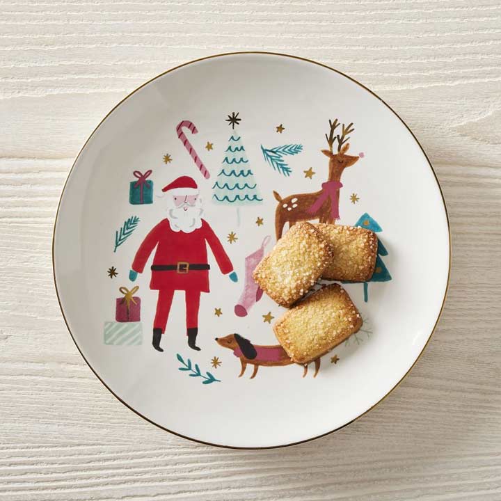 illustrated holiday plate with cookies