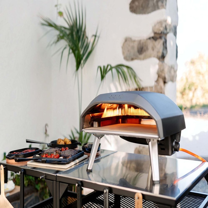 Outdoor, tabletop mini pizza oven.