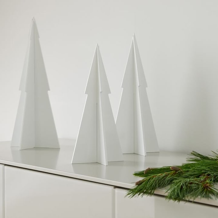 white modern christmas tree figures