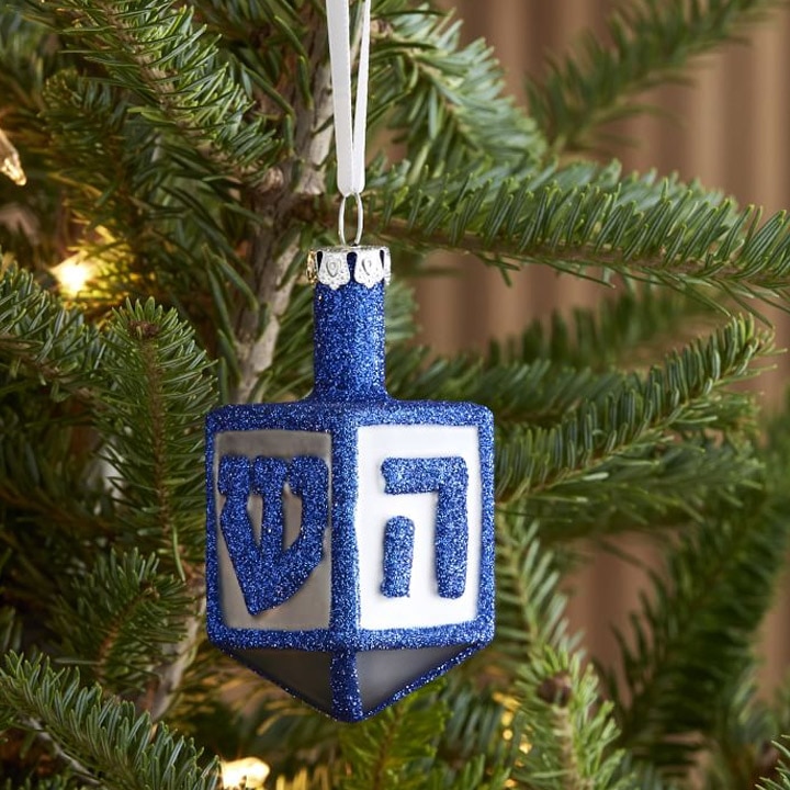 dreidel ornament on christmas tree
