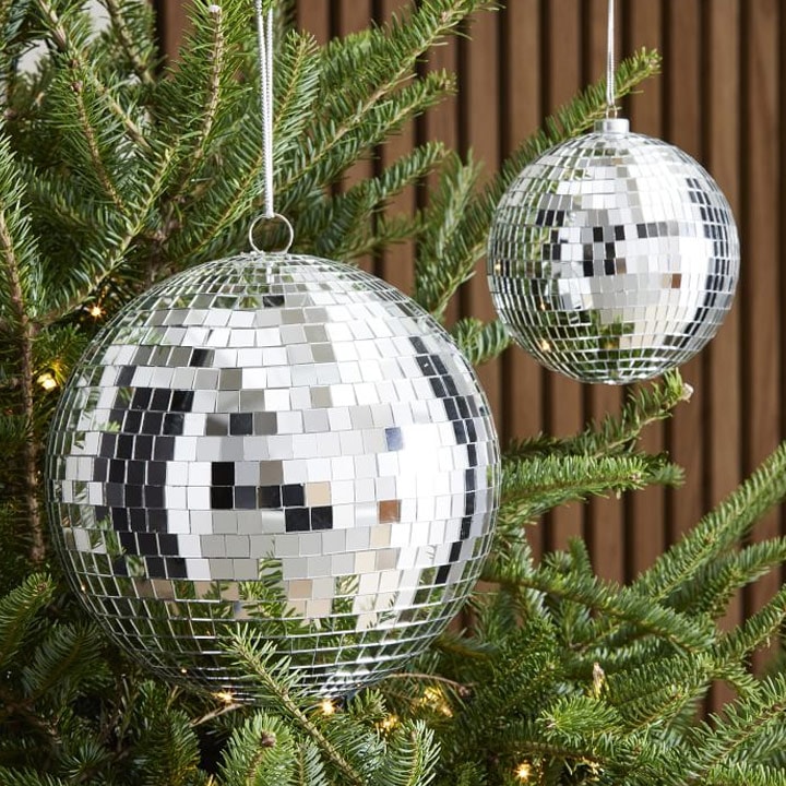 disco ball ornaments on tree