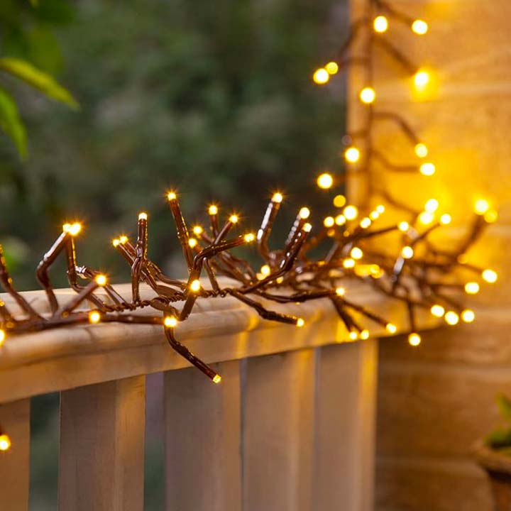 string lights on outdoor railing