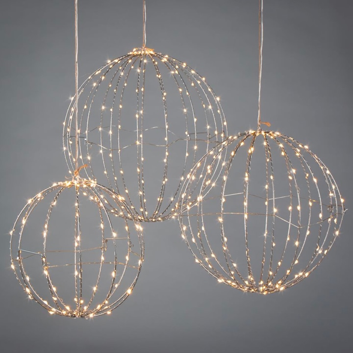 Hanging wire ball string lights.