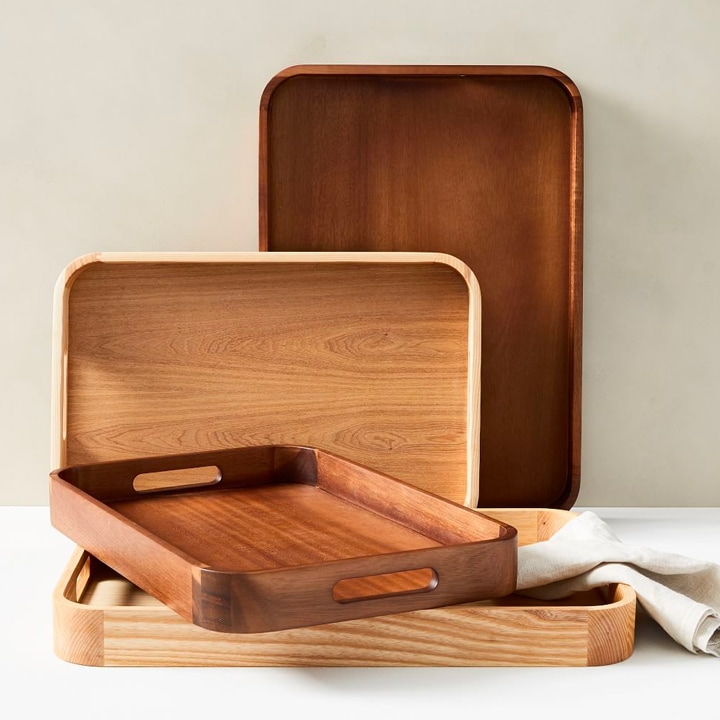 Set of wooden serving trays.