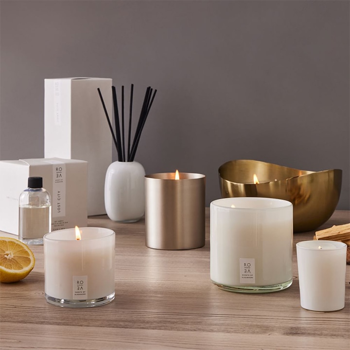 variety of candles on table