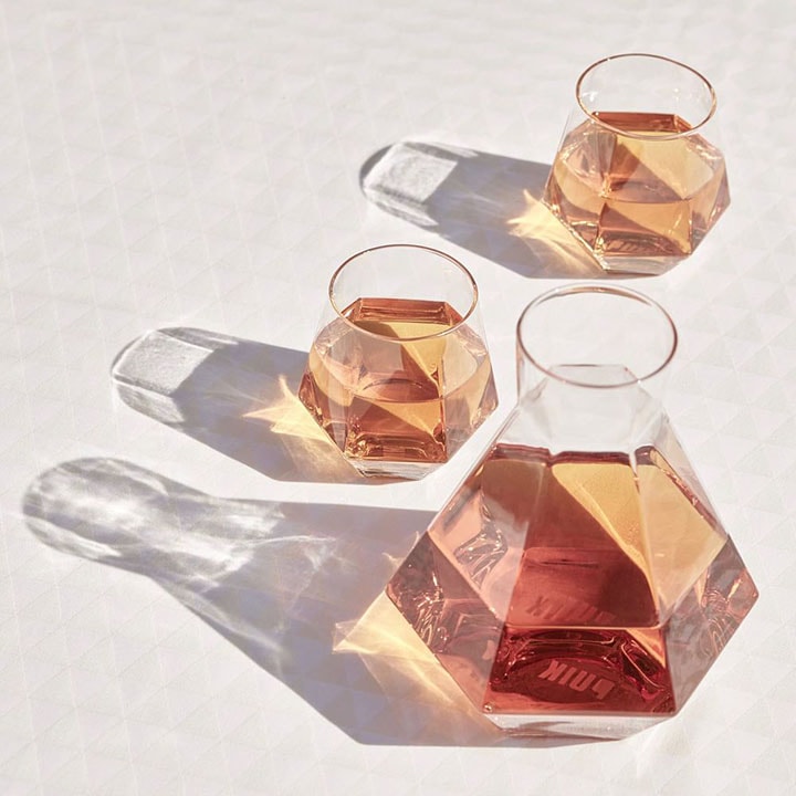 geometric decanter and glasses