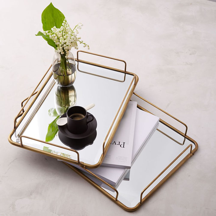 mirrored serving trays