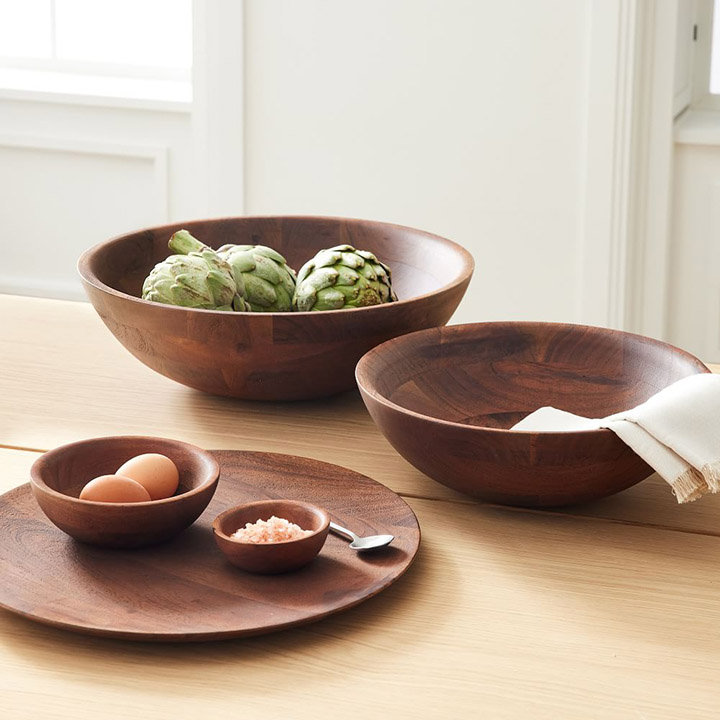 wood serving bowl set