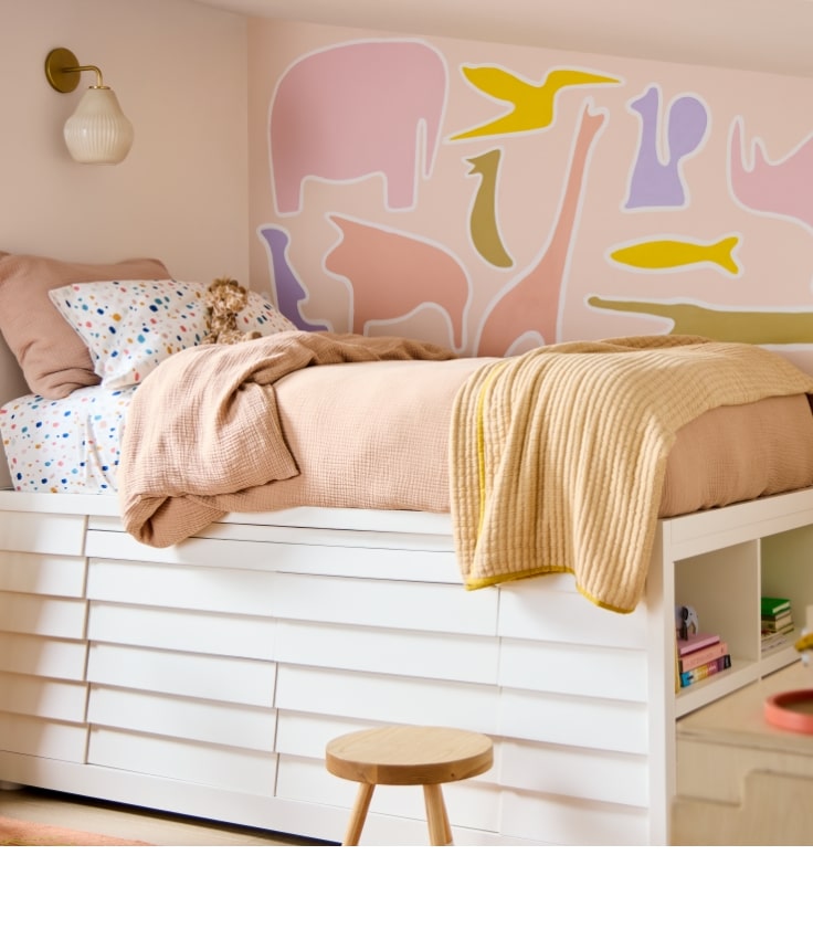 West elm pink deals bed