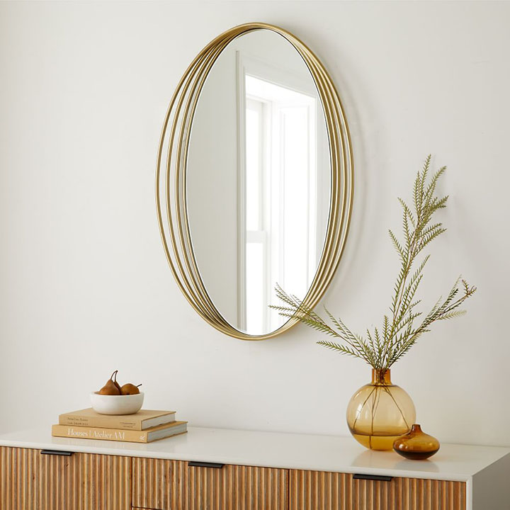 Modern gold framed mirror.