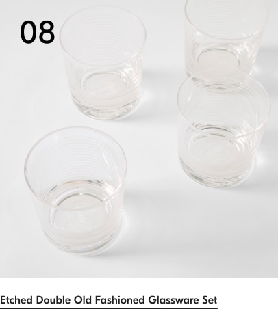 Etched Old Fashioned Glassware Set