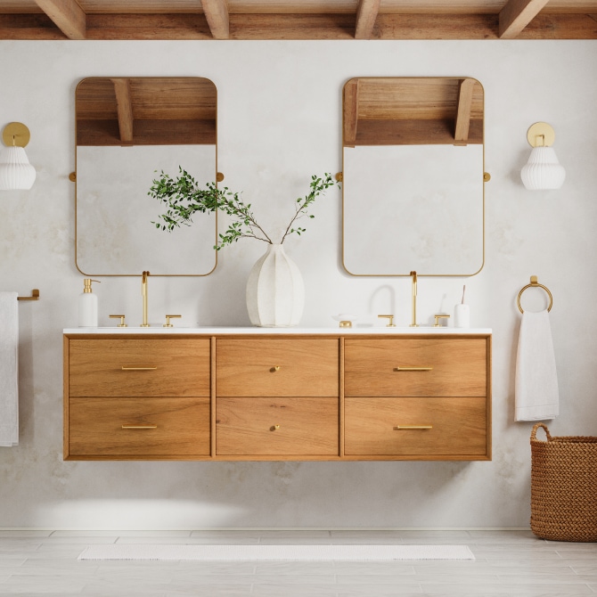 Natural Mid Century Floating Vanity Bathroom West Elm