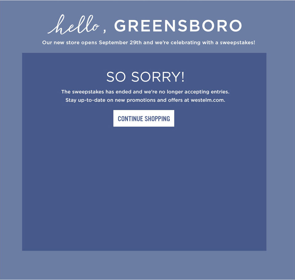 west elm Greensboro, NC Sweeps West Elm