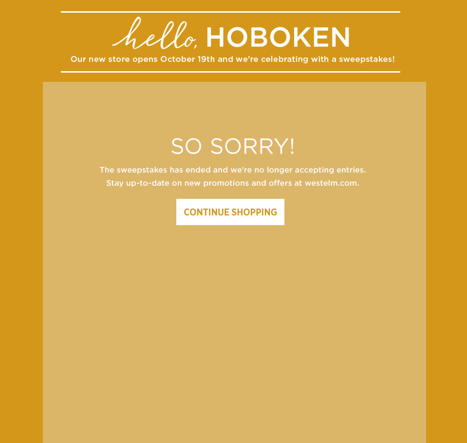 west elm Hoboken, NJ Sweepstakes West Elm