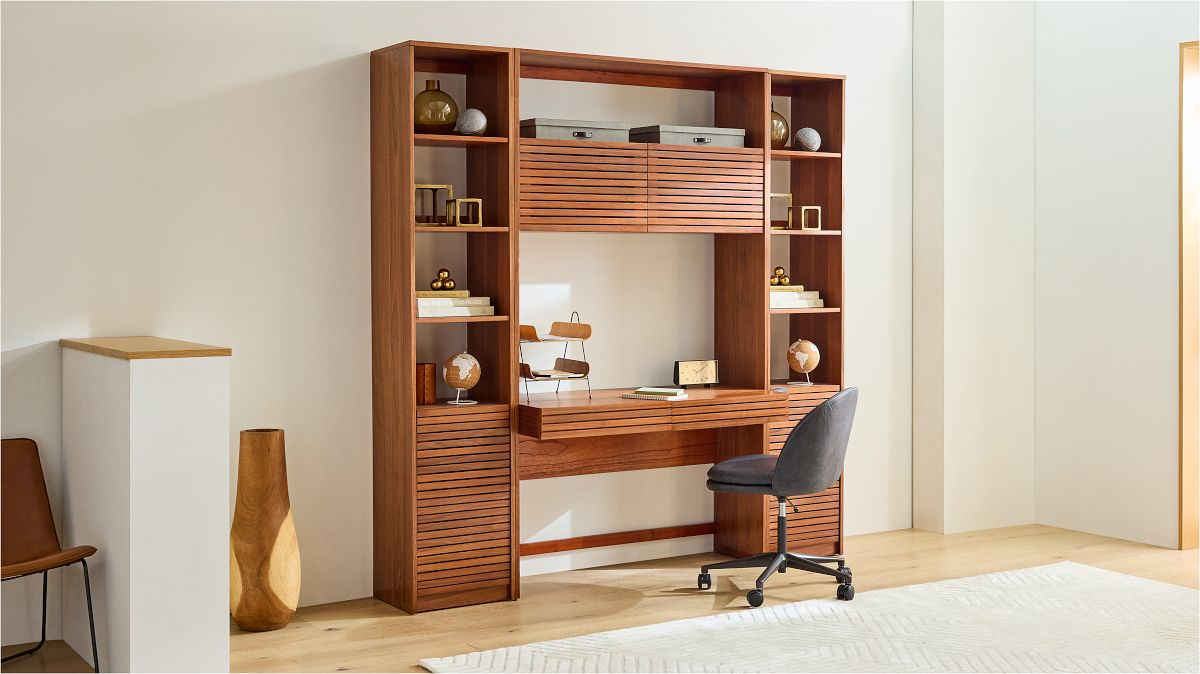 Wall deals desk bookshelf