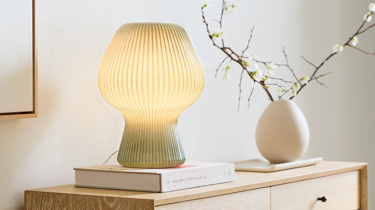 Ribbed Glass Table Lamp, Modern Light Fixtures