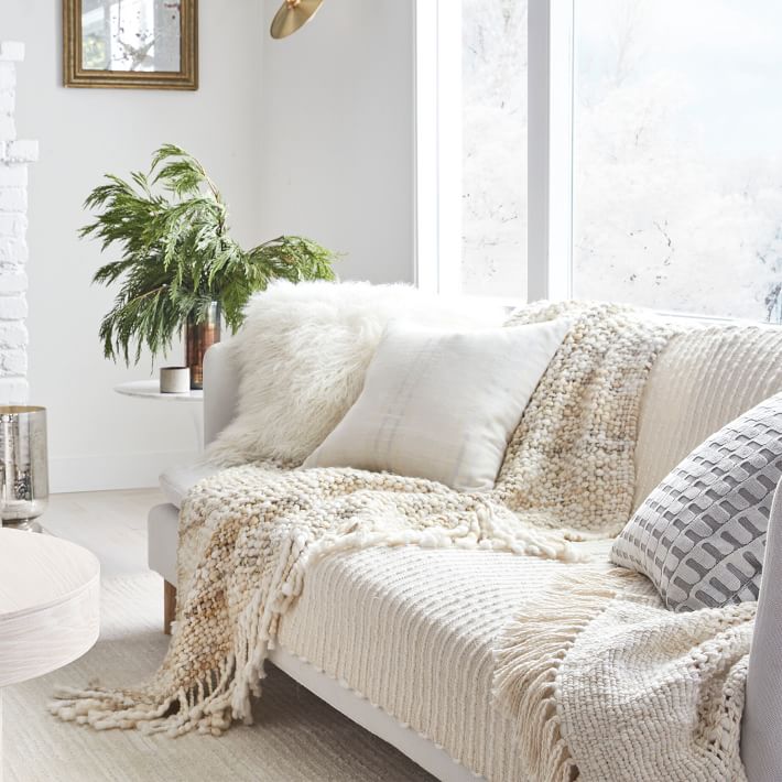 West elm white blanket store