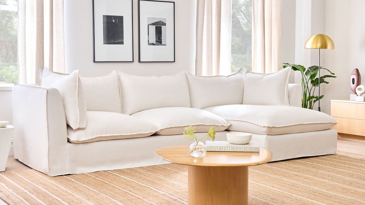 West Elm Beige Sofa with Removable Back Cushions, 61% Off