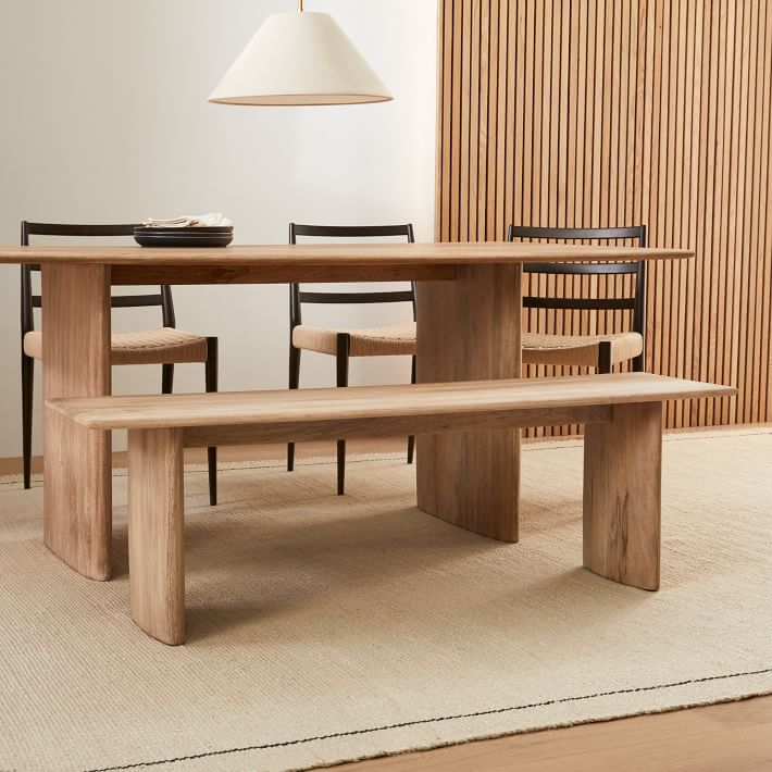 Natural wood best sale dining bench