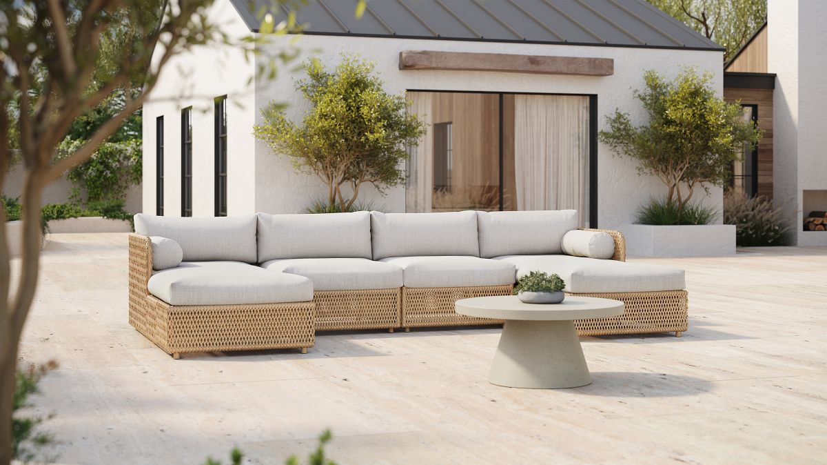 Coastal Outdoor 4 Piece U Shaped Sectional 128