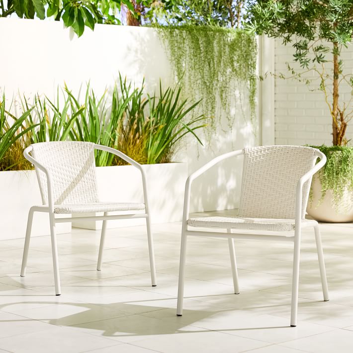 White wicker best sale stacking chairs