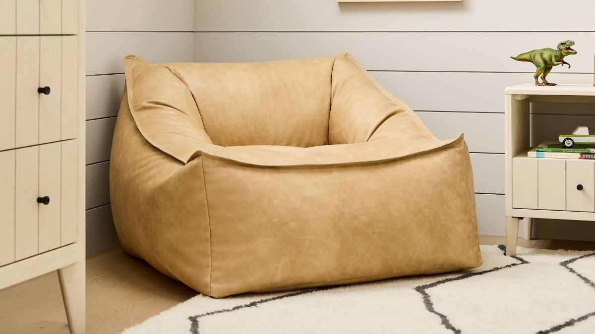 Pottery barn leather store bean bag