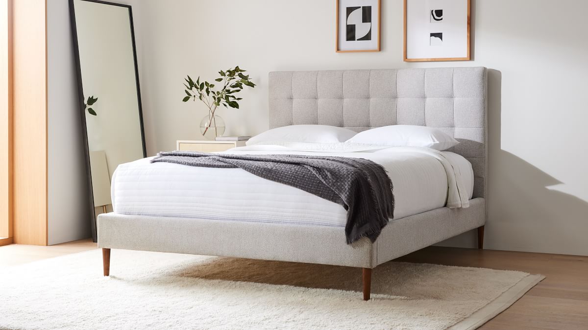 Emmett Tufted Bed - Wood Legs | West Elm