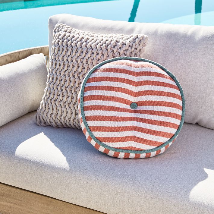 Pop Stripe Indoor Outdoor Round Pillow West Elm