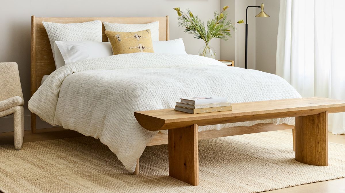 Haxtar Queen Size Bed Frame-Natural