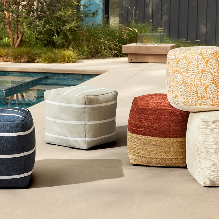 Palm Leaf Indoor Outdoor Pouf West Elm